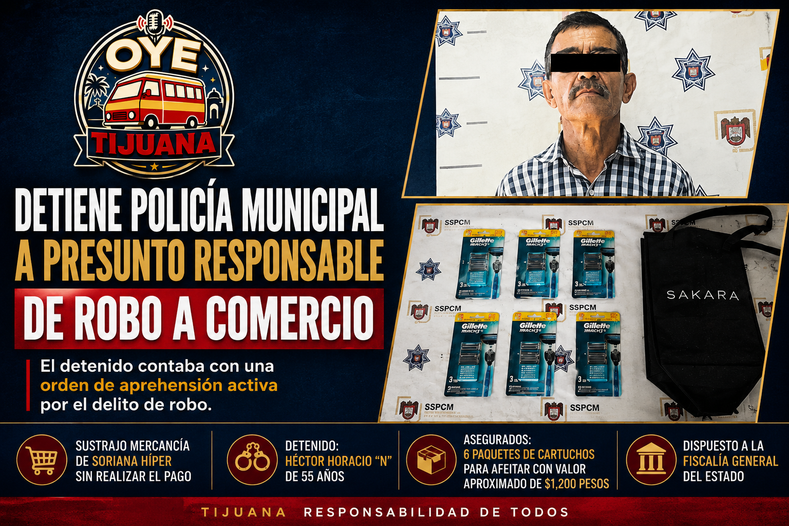 detenido por robo a comercio en Tijuana