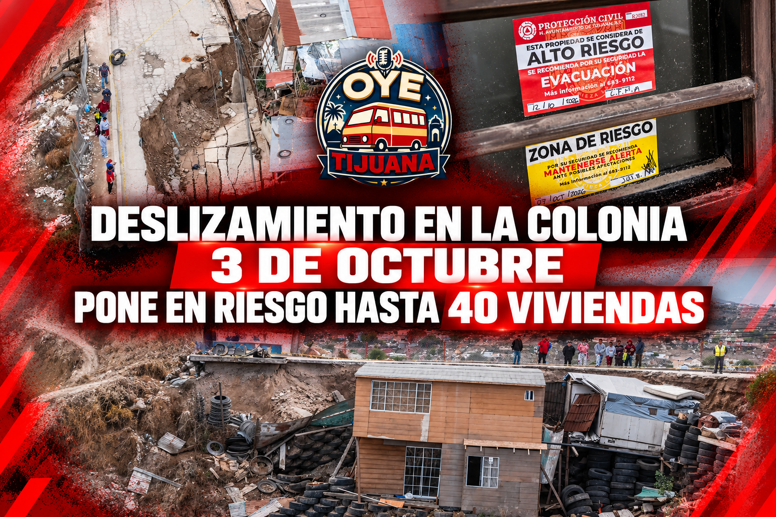 Deslizamiento amenaza viviendas en Tijuana